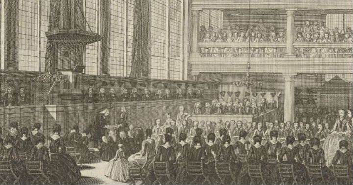 Bild einer Versammlung in der Doopsgezinde-Kirche in Amsterdam